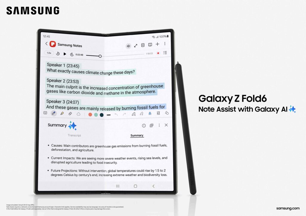 Galaxy Z Fold6: Redefining the Smartphone Experience for Business Professionals 3 022 kv feature galaxy zfold6 note assist spen 2p 1 1024x724 1