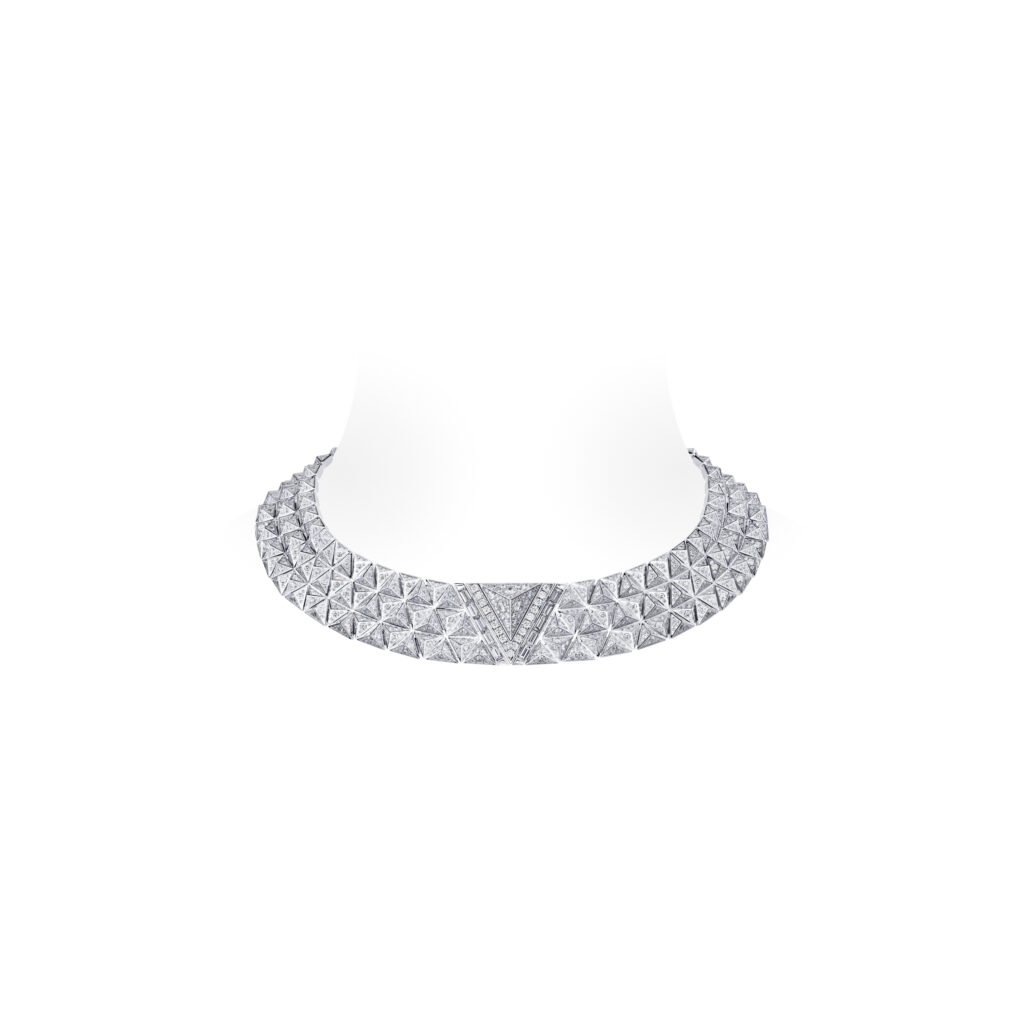 Louis Vuitton Enhances the Pure V Collection 7 Three Row Necklace White Gold and Diamonds Pure V collection Louis Vuitton High Jewelry 1024x1024 1