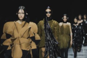 Models walking down the runway for Moscow Fashion Week
