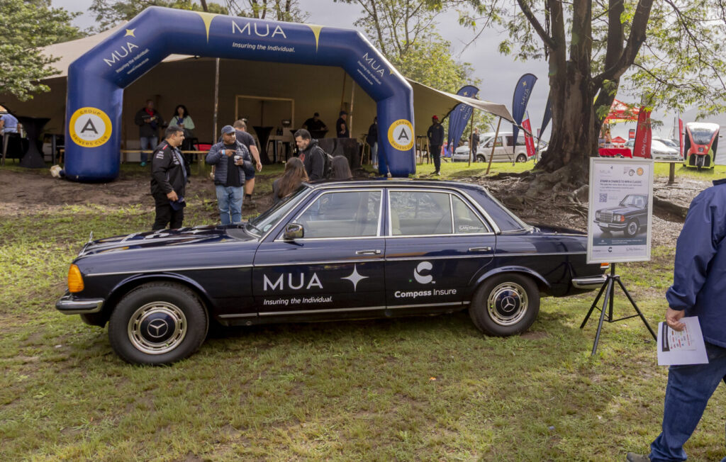 The prize W123 Mercedes-Benz on display at the George Old Car Show