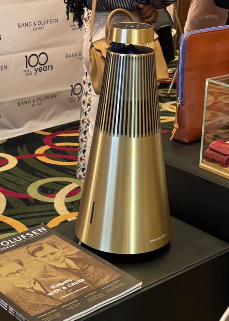 Luxury cone shaped speaker with chrome finish