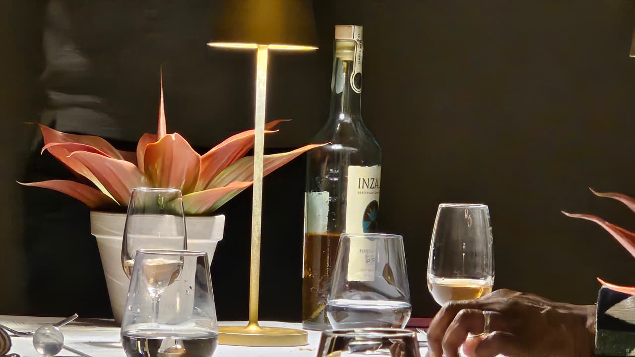 Inzalo South African agave spirit served alongside a tasting course in the Yellow Room at Four Seasons Hotel The Westcliff Johannesburg
