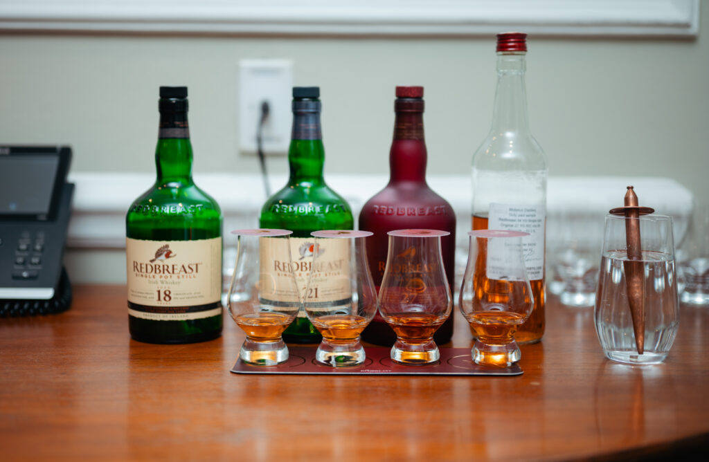 Kevin O'Gorman, Master Distiller at Midleton Distillery, pouring Redbreast single pot still Irish whiskey at a tasting in South Africa