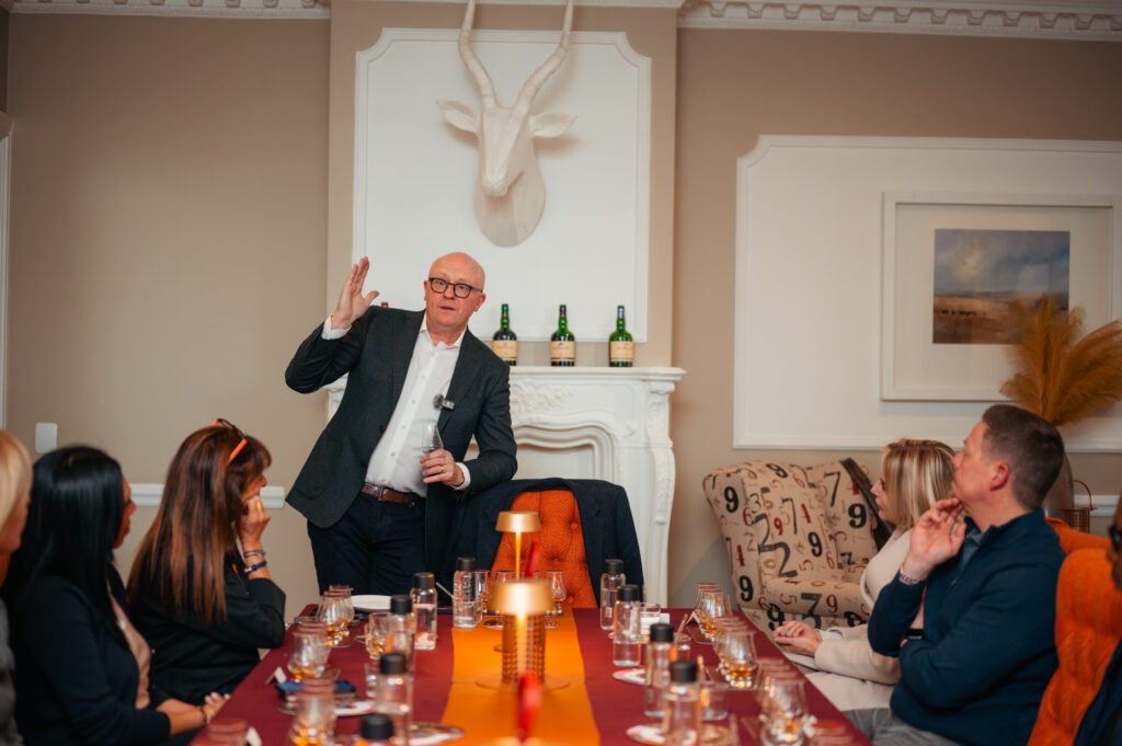 Kevin O'Gorman, Master Distiller at Midleton Distillery, pouring Redbreast single pot still Irish whiskey at a tasting in South Africa