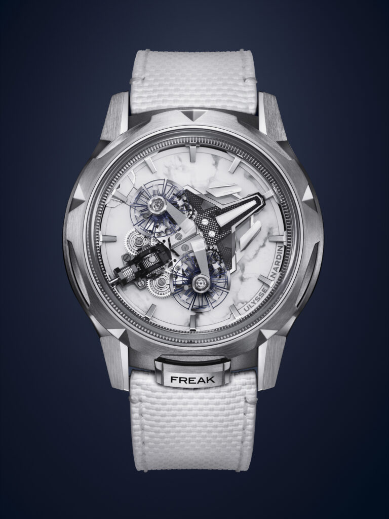 The Freak [S Howlite] sets Ulysse Nardin's flying carousel above natural howlite, so every one of the 15 pieces is unique.
