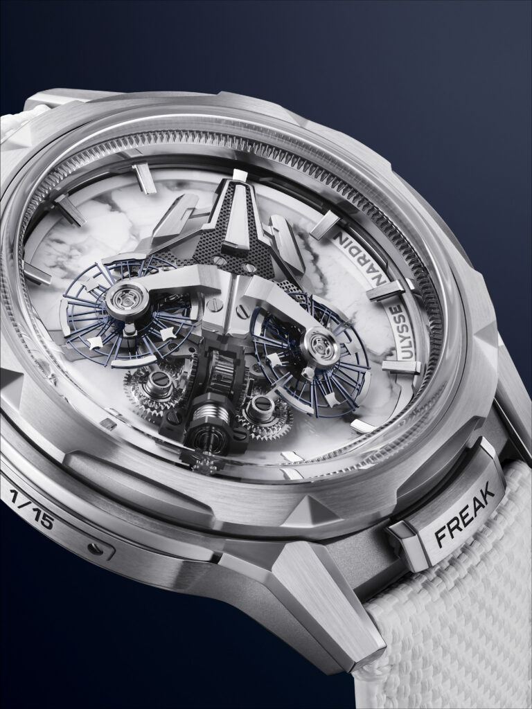 The Freak [S Howlite] sets Ulysse Nardin's flying carousel above natural howlite, so every one of the 15 pieces is unique.