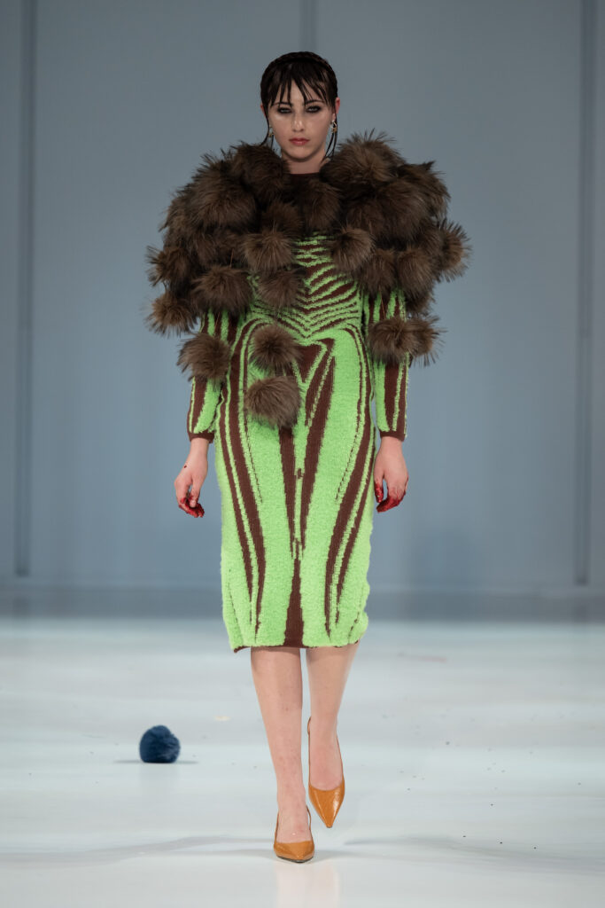 A look from Reflections, Gert-Johan Coetzee’s Autumn/Winter 2027 collection, which closed South African Fashion Week AW27 at The Forum, Hyde Park Corner